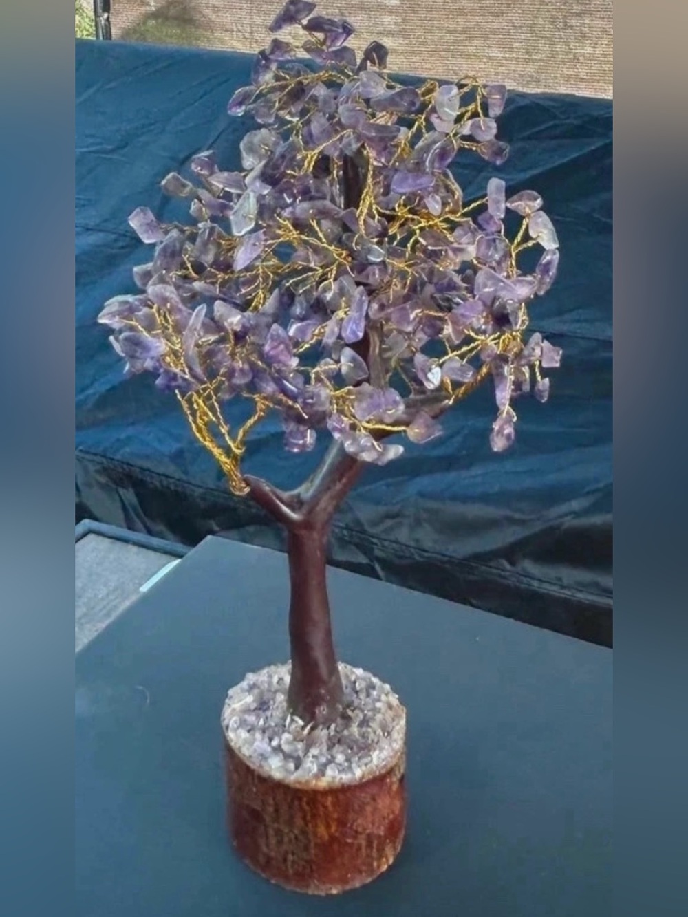 Amethyst Gemstone Wire Sculpture - Purple Decorative Art